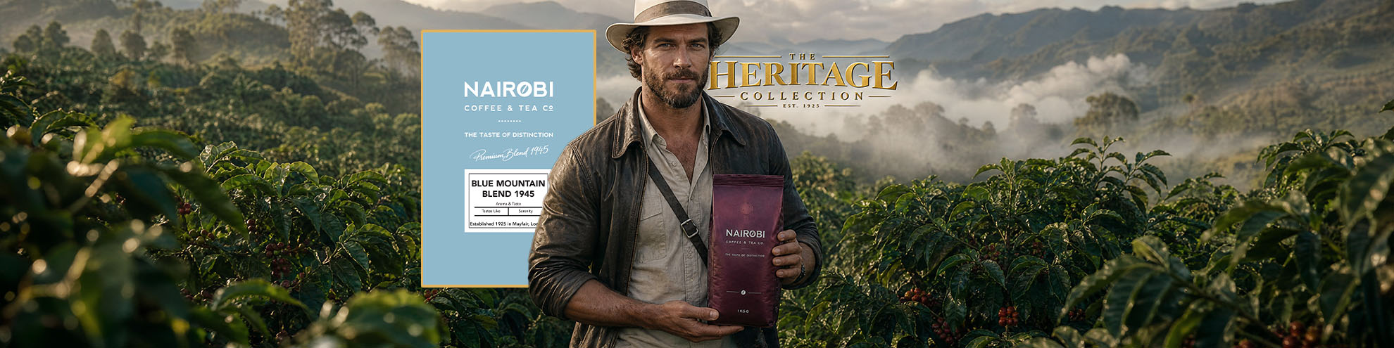 The 1945 Blue Mountain Blend — Heritage Collection ground coffee and coffee beans