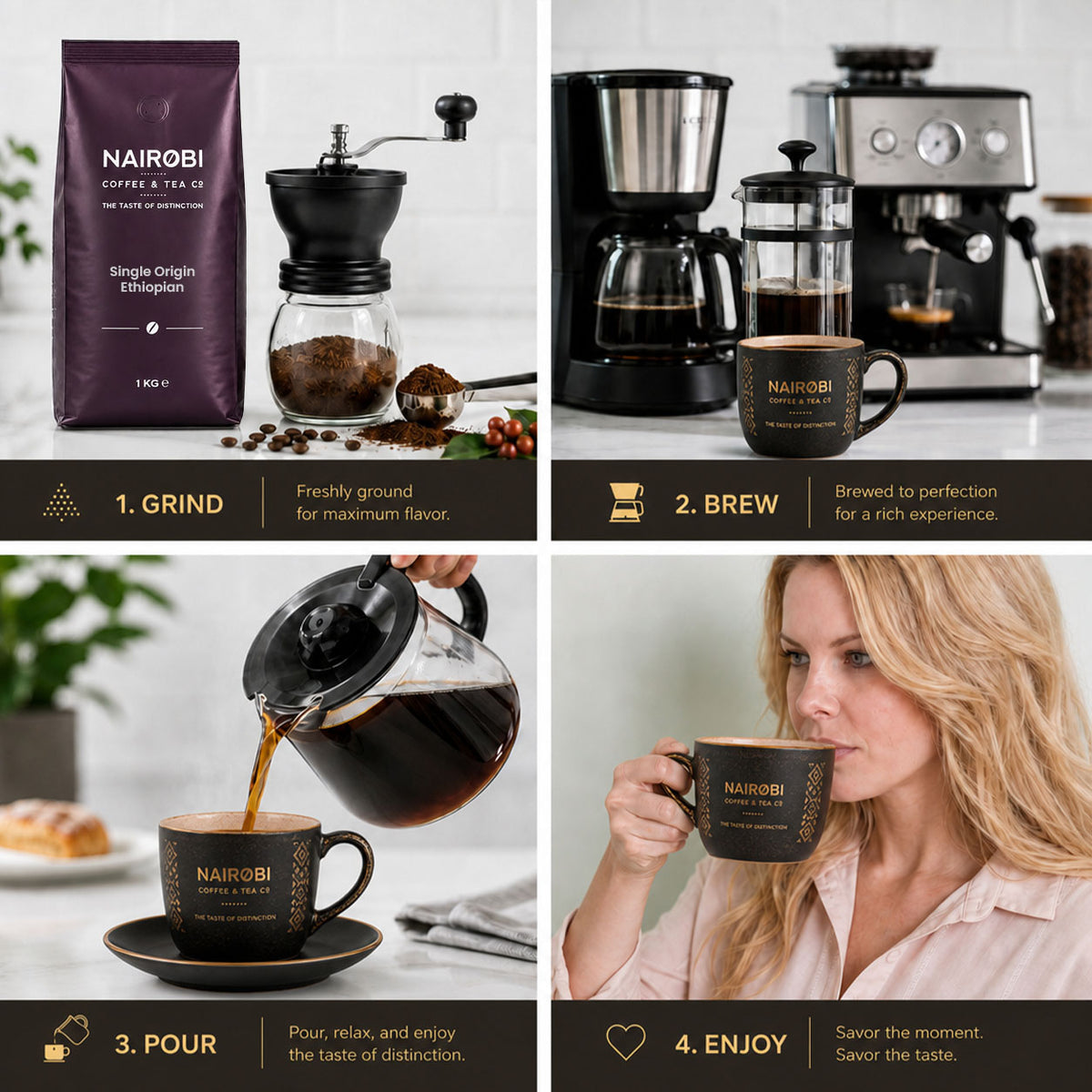 Pure Ethiopian Single-Origin Coffee - 1kg Coffee Beans