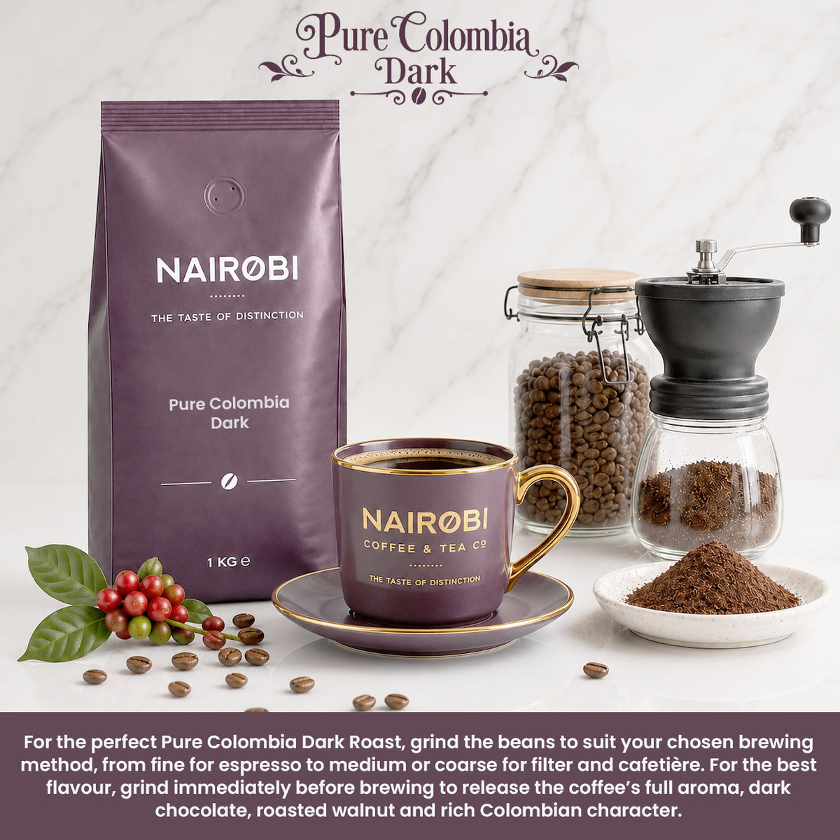 Single origin Colombia grind coffee beans