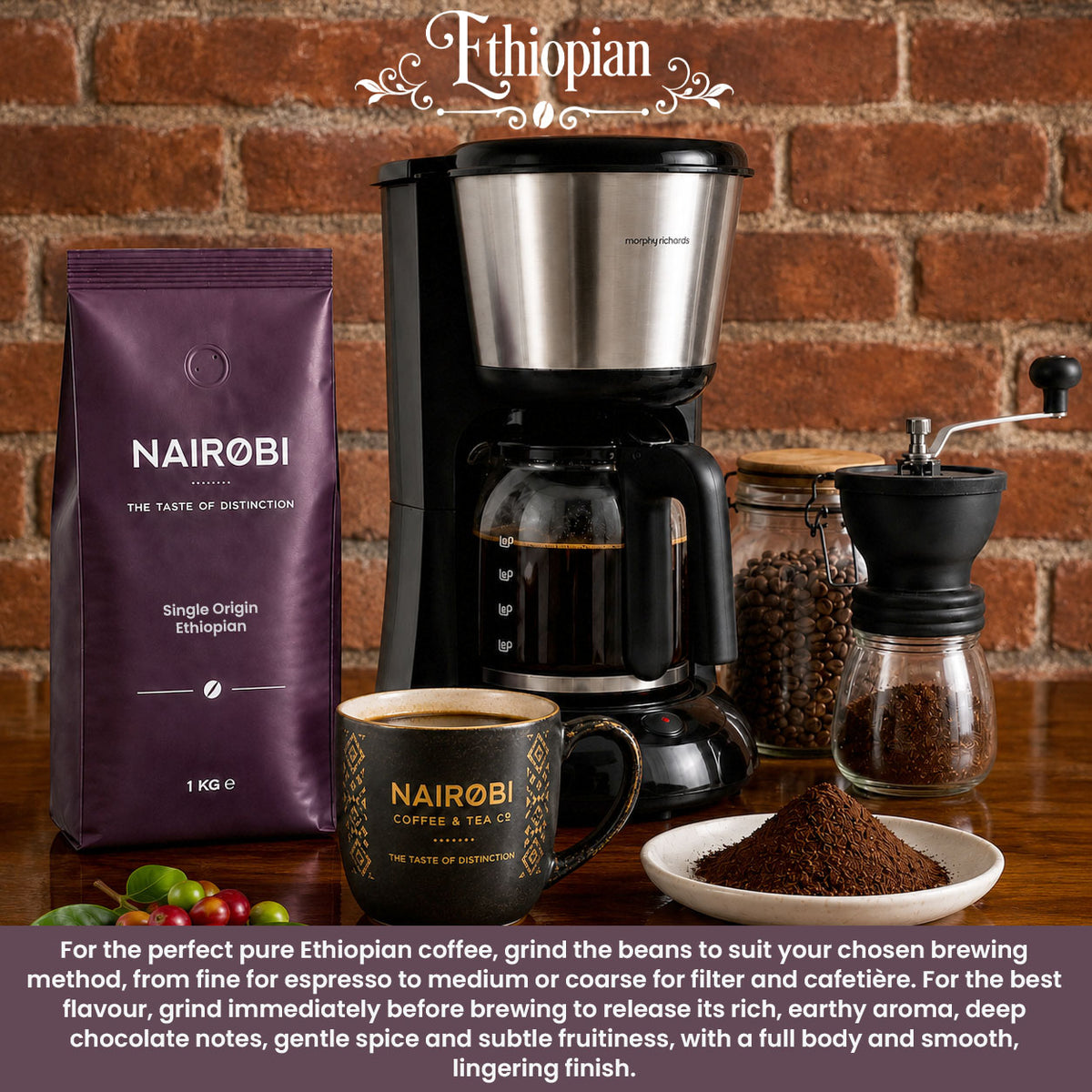 Pure Ethiopian grind coffee beans