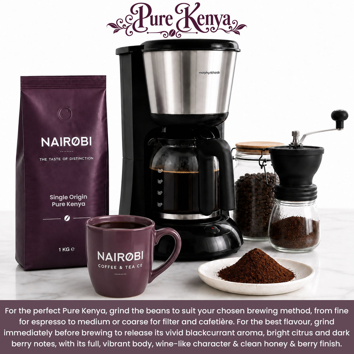 Pure Kenya grind coffee beans