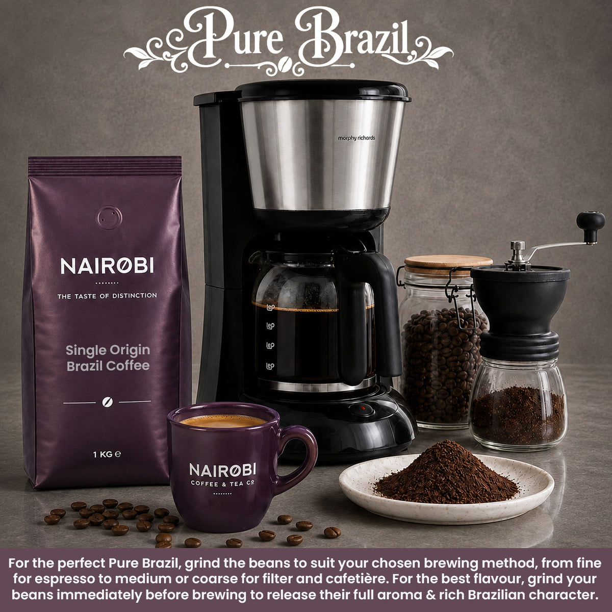 Pure Brazil grind coffee beans