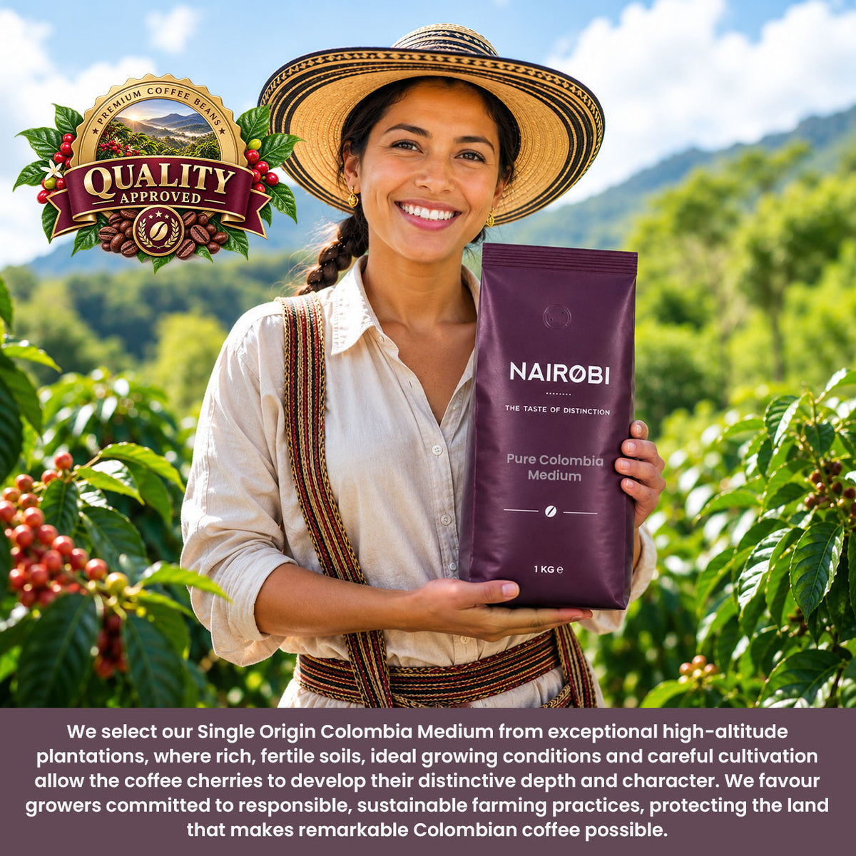 Pure Colombia - Medium purchase coffee beans ground coffee